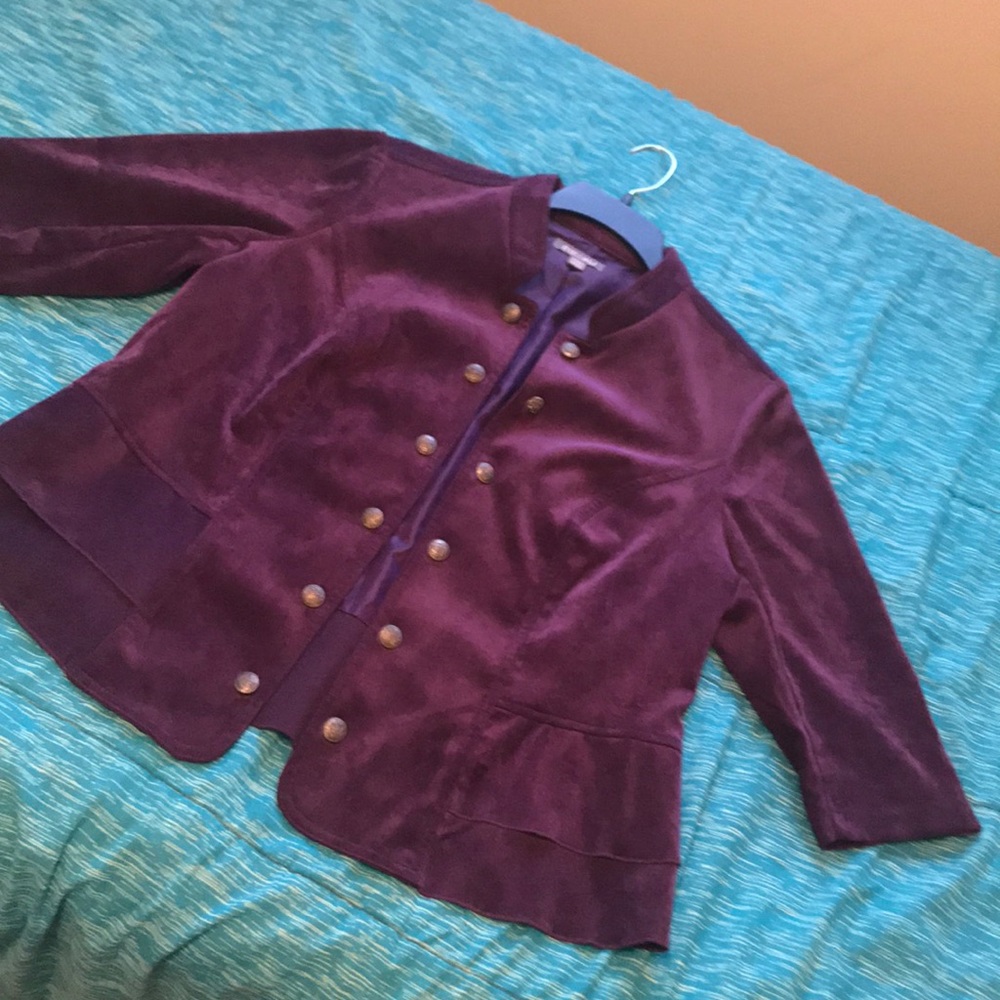 Roz & Ali Purple Corduroy Peplum Jacket